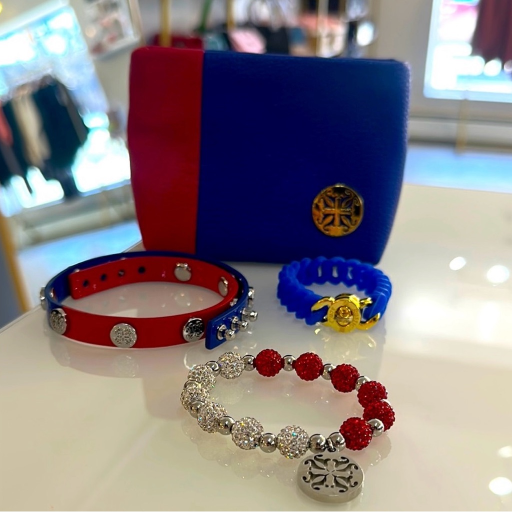 Rustic Cuff Red And Blue Bracelet Set 34$